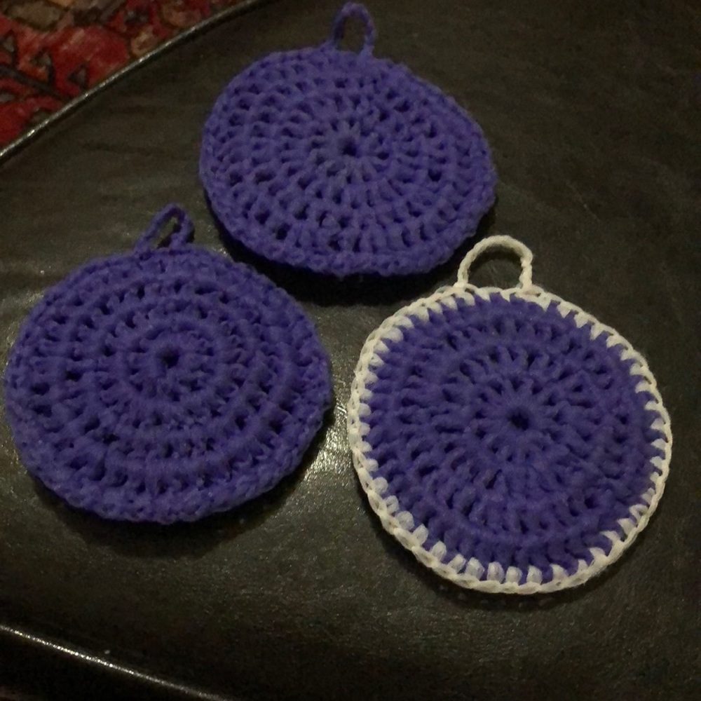 Tulle dish scrubbies Crochet Handmade (set of 3)